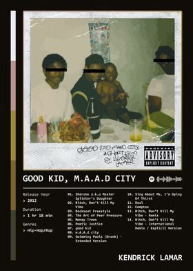 good kid, m.A.A.d city (2012) Album by Kendrick Lamar