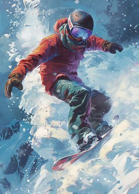 Snowboarder in Action