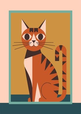 Retro Cat Portrait: Mid-Century Charm