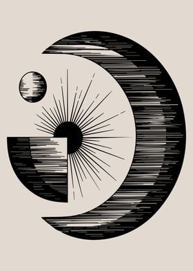 Abstract Geometric Sun and Moon