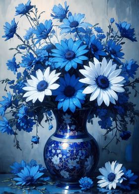 Blue and White Floral Still Life