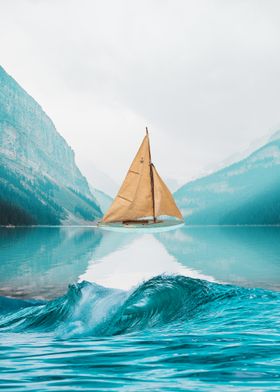 Sailboat in Mountain Lake