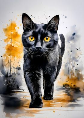 Black Cat Watercolor