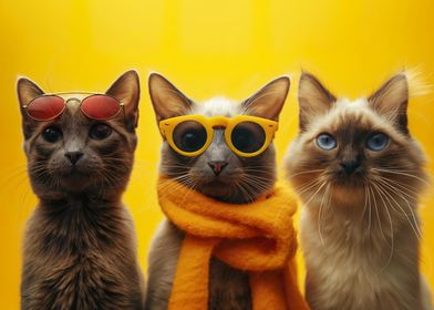 Three Cats in Sunglasses