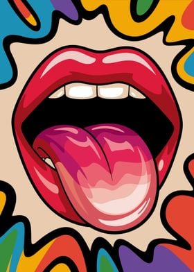 Pop Art Lips and Tongue