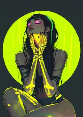 Neon Skeleton Girl