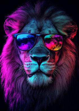 Cool Lion with Sunglasses