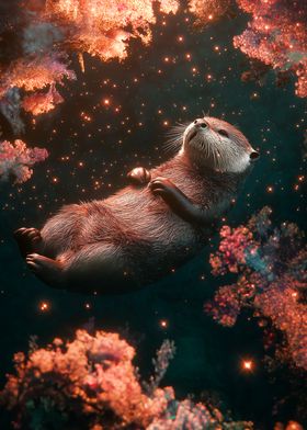 Otter in a Starry Water