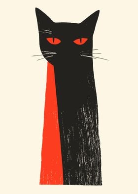 Black Cat with Red Eyes