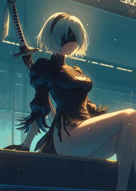 2B Cyberpunk Anime