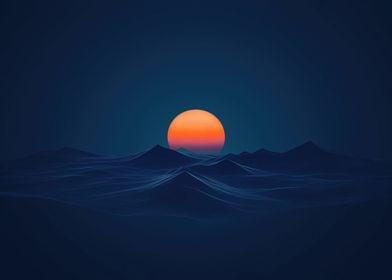 Sunset Over Waves