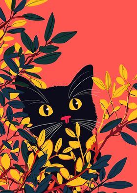 Black Cat in Foliage