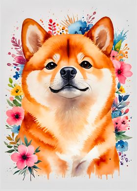 Shiba Inu Watercolor