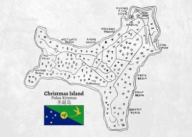 Handdrawn Map of Christmas Island