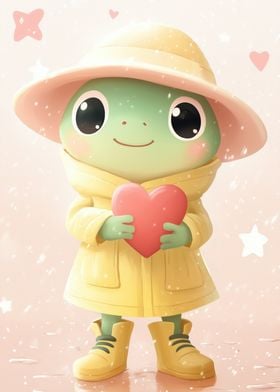 Cute Frog Holding Heart