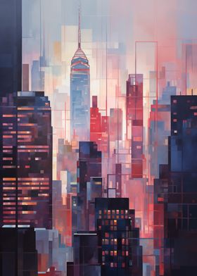 Cityscape at dusk City art