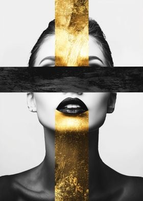 Gold & Black Abstract Portrait