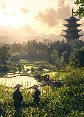 Asian Pagoda Landscape