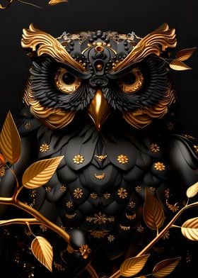 Golden Owl Sculpture