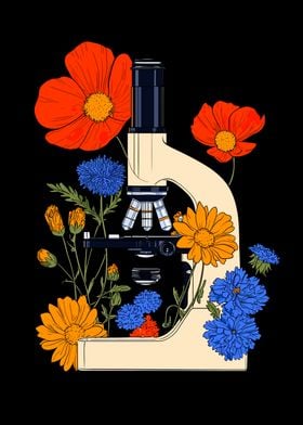 Microscope with Flowers