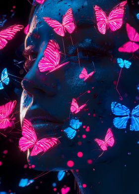 Neon Butterfly Portrait