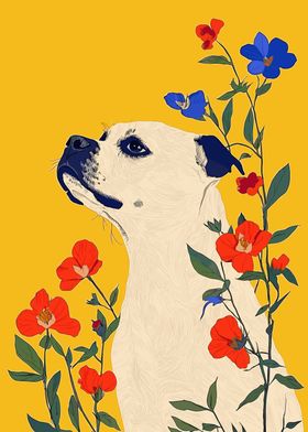 Dog with Flowers