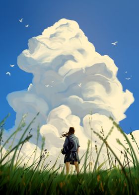 Girl Gazing at Cloud