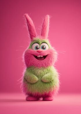 Cute Pink and Green Bunny