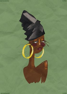 Woman in Black Headwrap