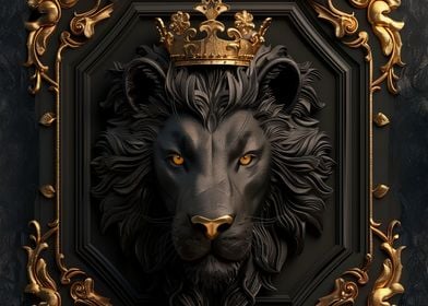 Black Lion with Gold Crown