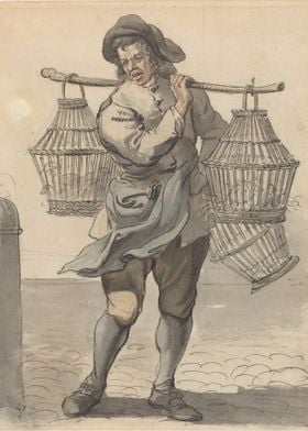 Man Carrying Bird Cages