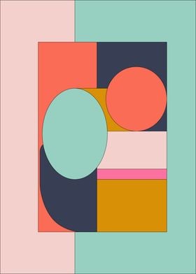 Abstract Geometric Art in Bright Pastels