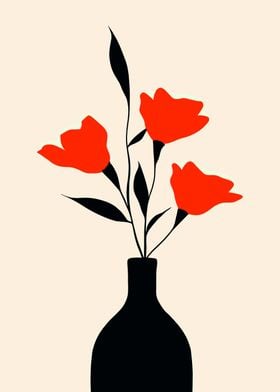 Red Flowers in Vase