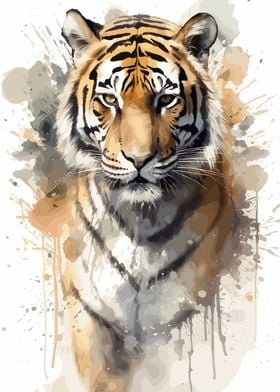 Tiger Watercolor Portrait