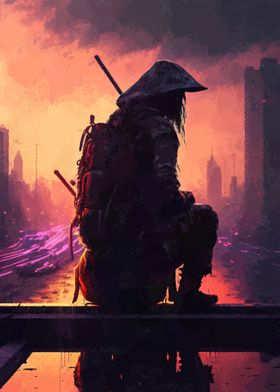 Lone Wanderer in a Post-Apocalyptic City