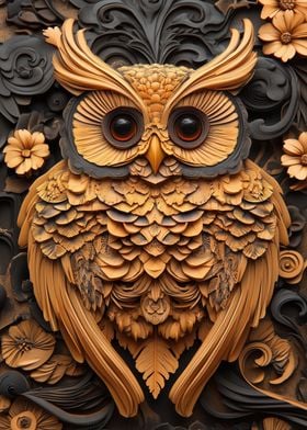 Carved Wooden Owl