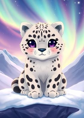 Cute Snow Leopard Aurora