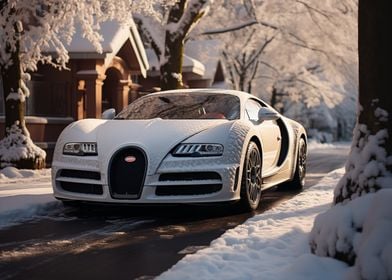 Bugatti Veyron in winter