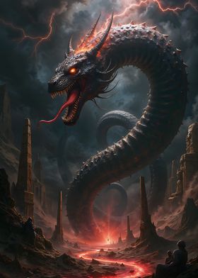 Dragon in a Stormy Landscape