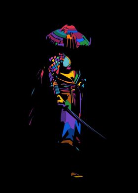 Colorful Samurai Warrior