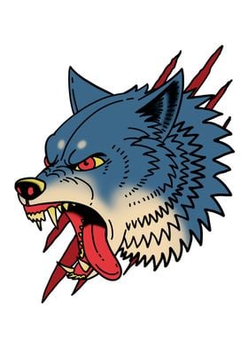 Angry Wolf Tattoo Design