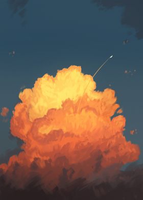 Sunset Cloud with Rocket