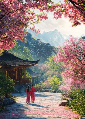 Cherry Blossom Path in China