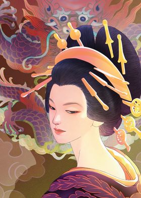 Geisha with Dragon