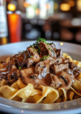 Mushroom Beef Stroganoff Pasta