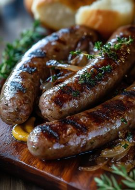 Grilled Sausages with Onions