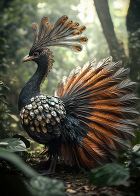 Majestic Lyrebird in Forest