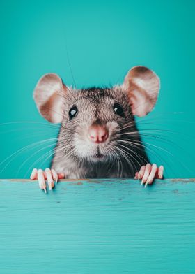 Curious Rat Peeking Over