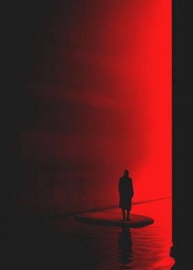 Minimalist Scifi Red Light Artwork