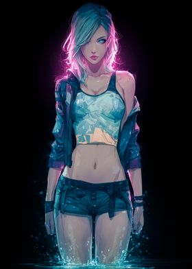 Neon Anime Girl-preview-2